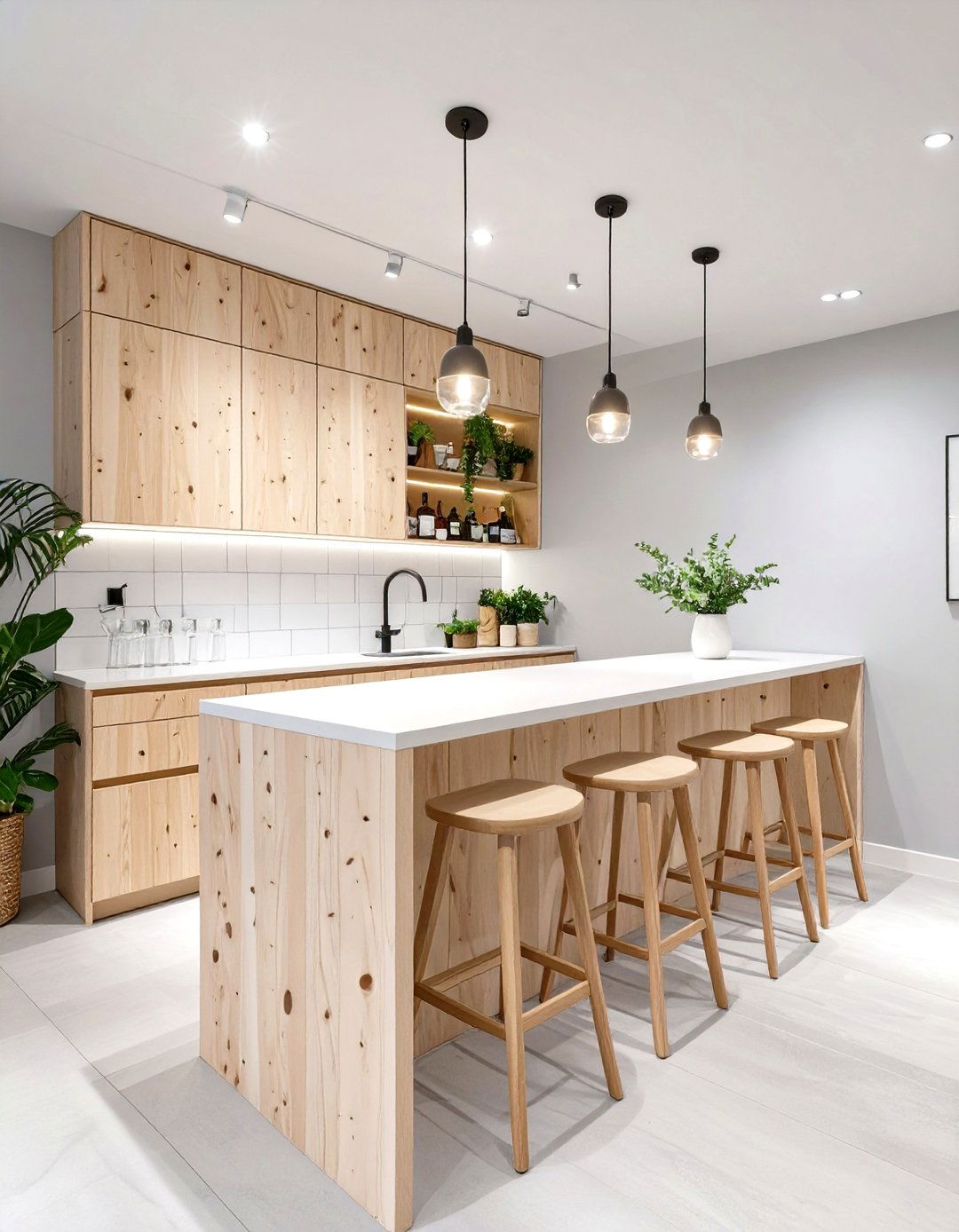 Scandinavian Inspired Small Basement Bar - 30 small basement bar ideas