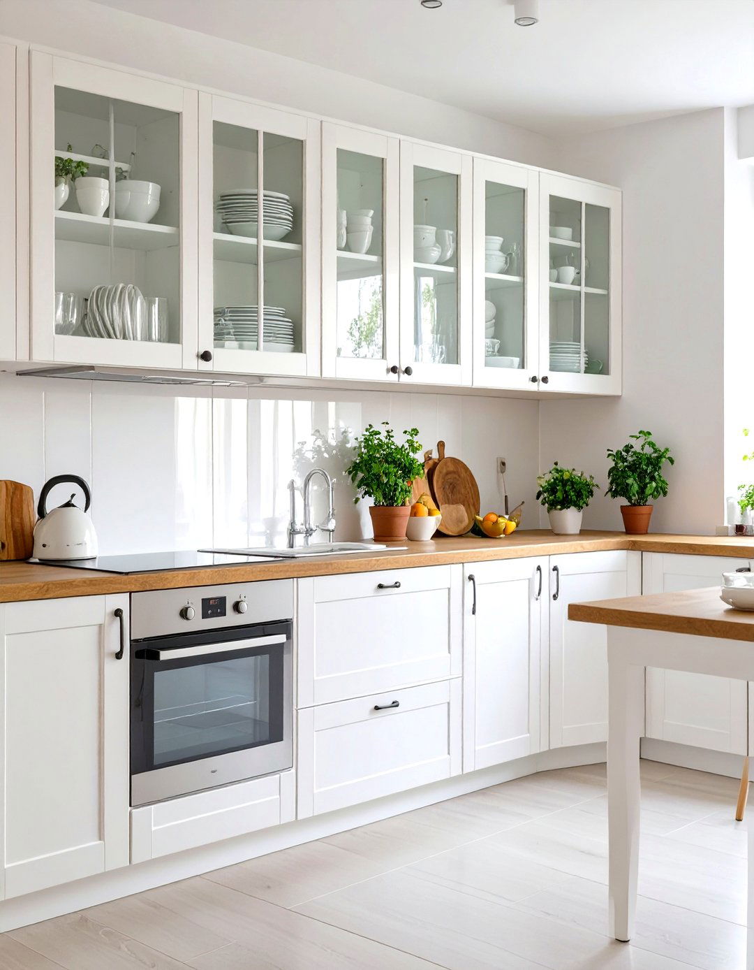 Scandinavian Kitchen Featuring Glass Front Cabinets - 30 scandinavian kitchen design ideas