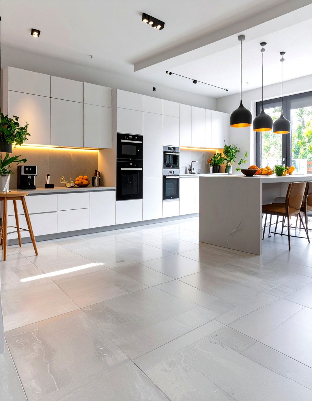 Illustration of Scandinavian Kitchen Flooring Tile Design