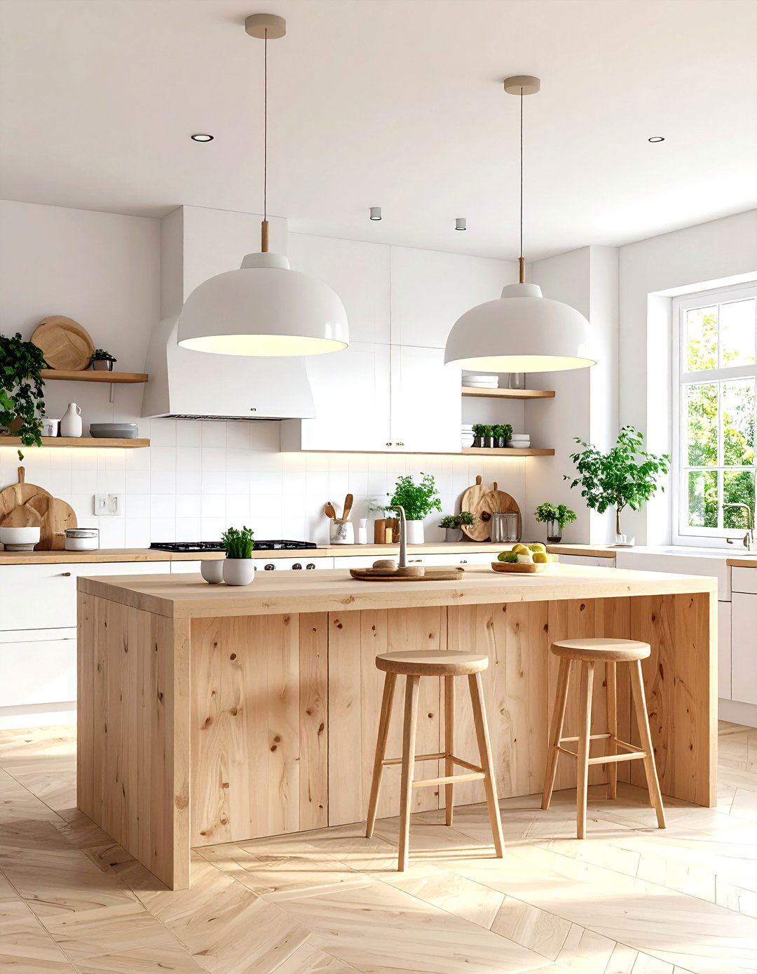Scandinavian Kitchen Simplicity with Dome Pendants - 30 kitchen island lighting ideas