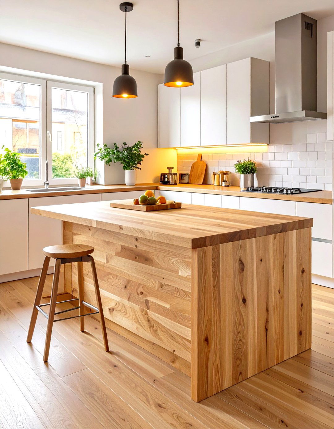 Scandinavian Kitchen with a Butcher Block Countertop - 30 scandinavian kitchen design ideas