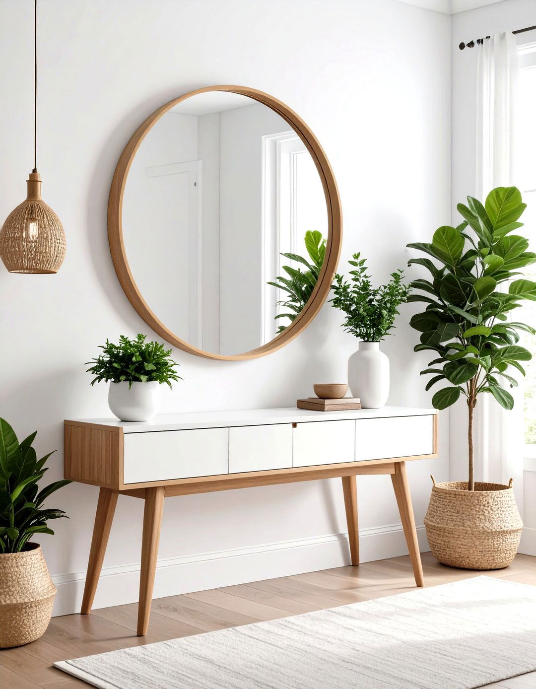 Scandinavian Light Wood Entryway Mirror - 30 entryway mirror ideas