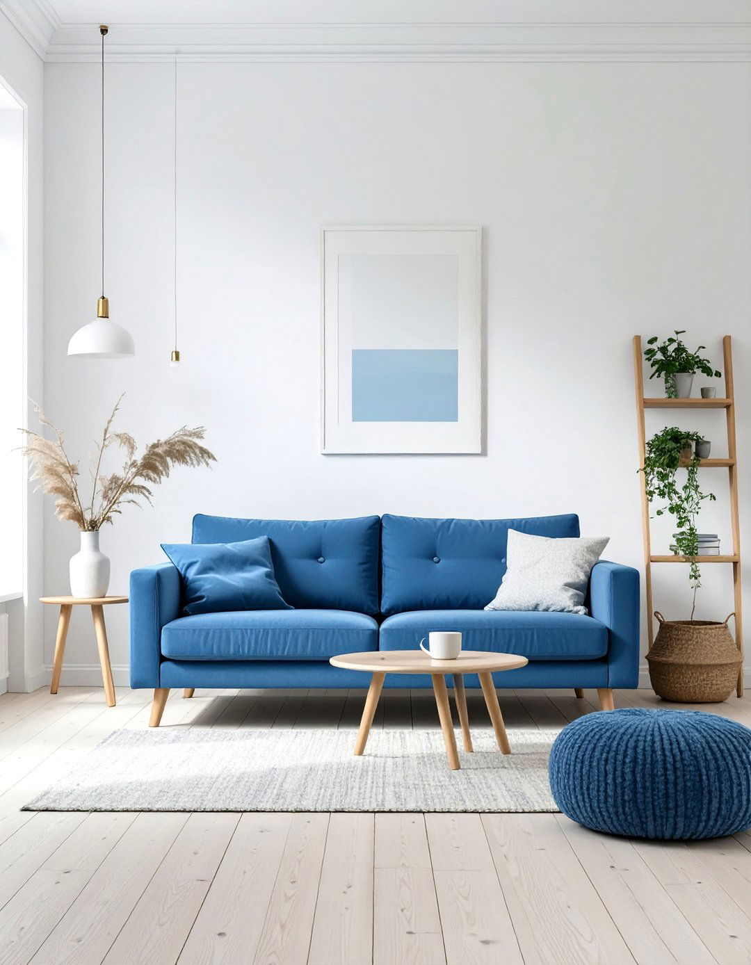 Scandinavian Minimalist Living Room - 30 blue couch living room ideas