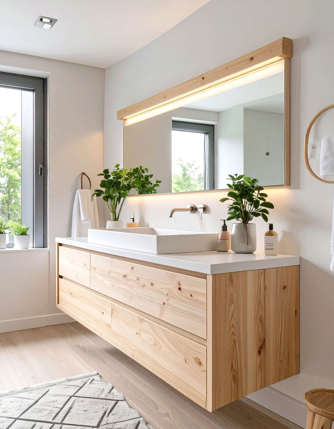 Scandinavian Natural Wood Accents - 30 bathroom lighting ideas