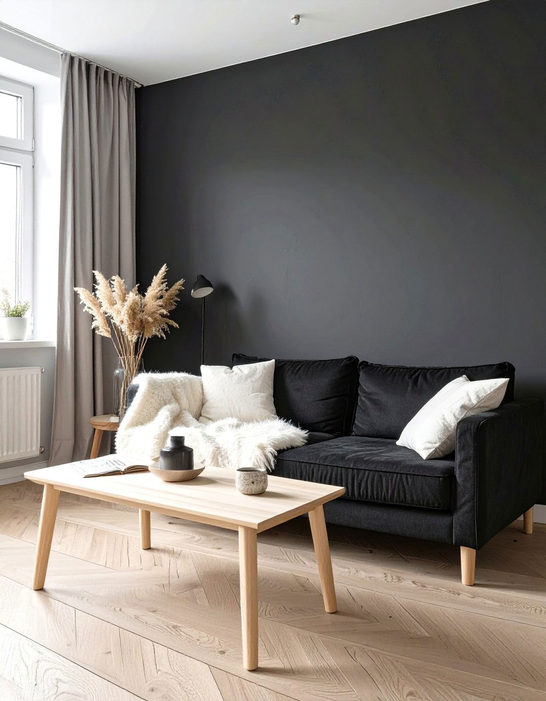 Scandinavian Noir Living Room - 30 black living room ideas