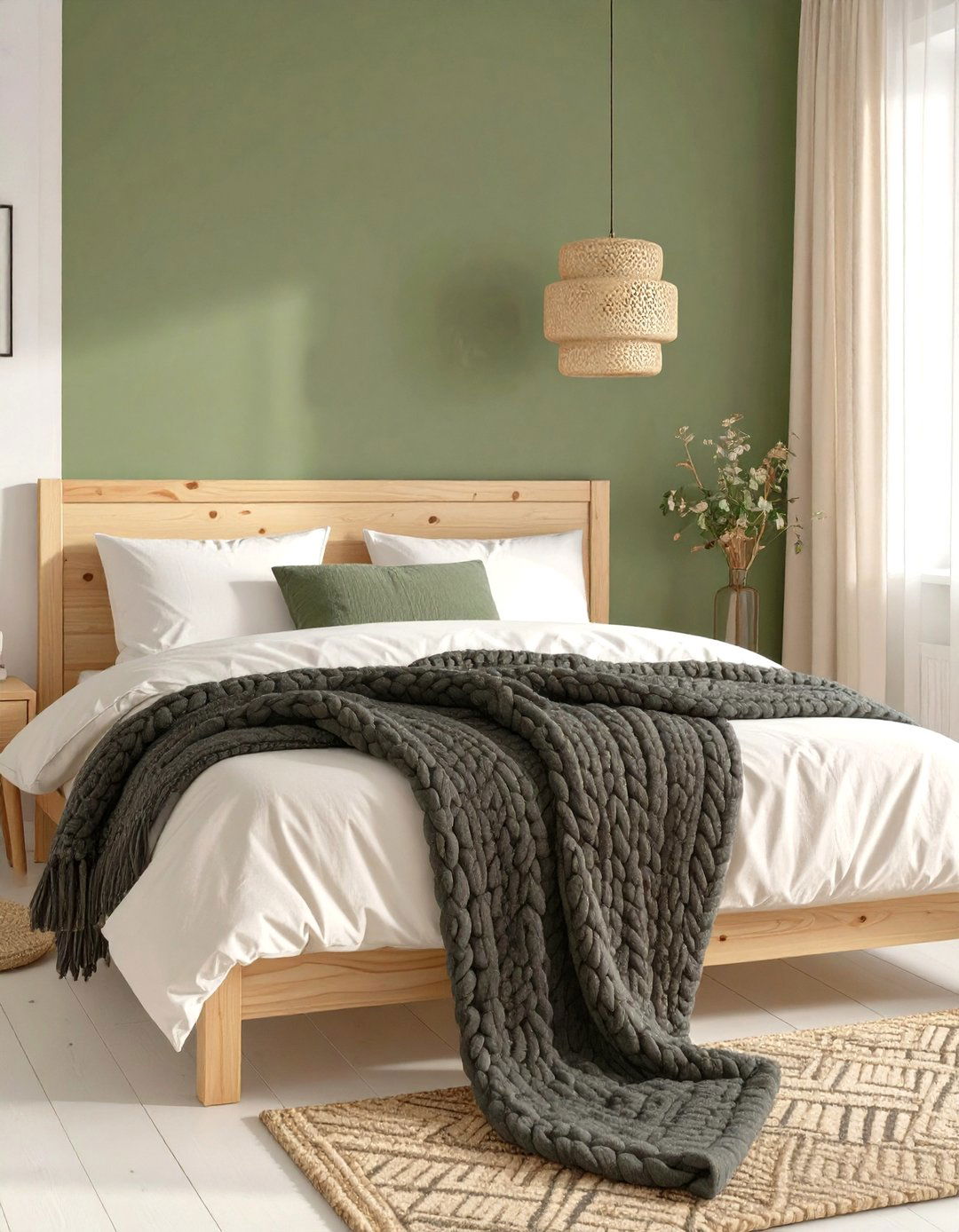 Scandinavian Sage Green Accent Wall Bedroom - 30 modern sage green bedroom ideas