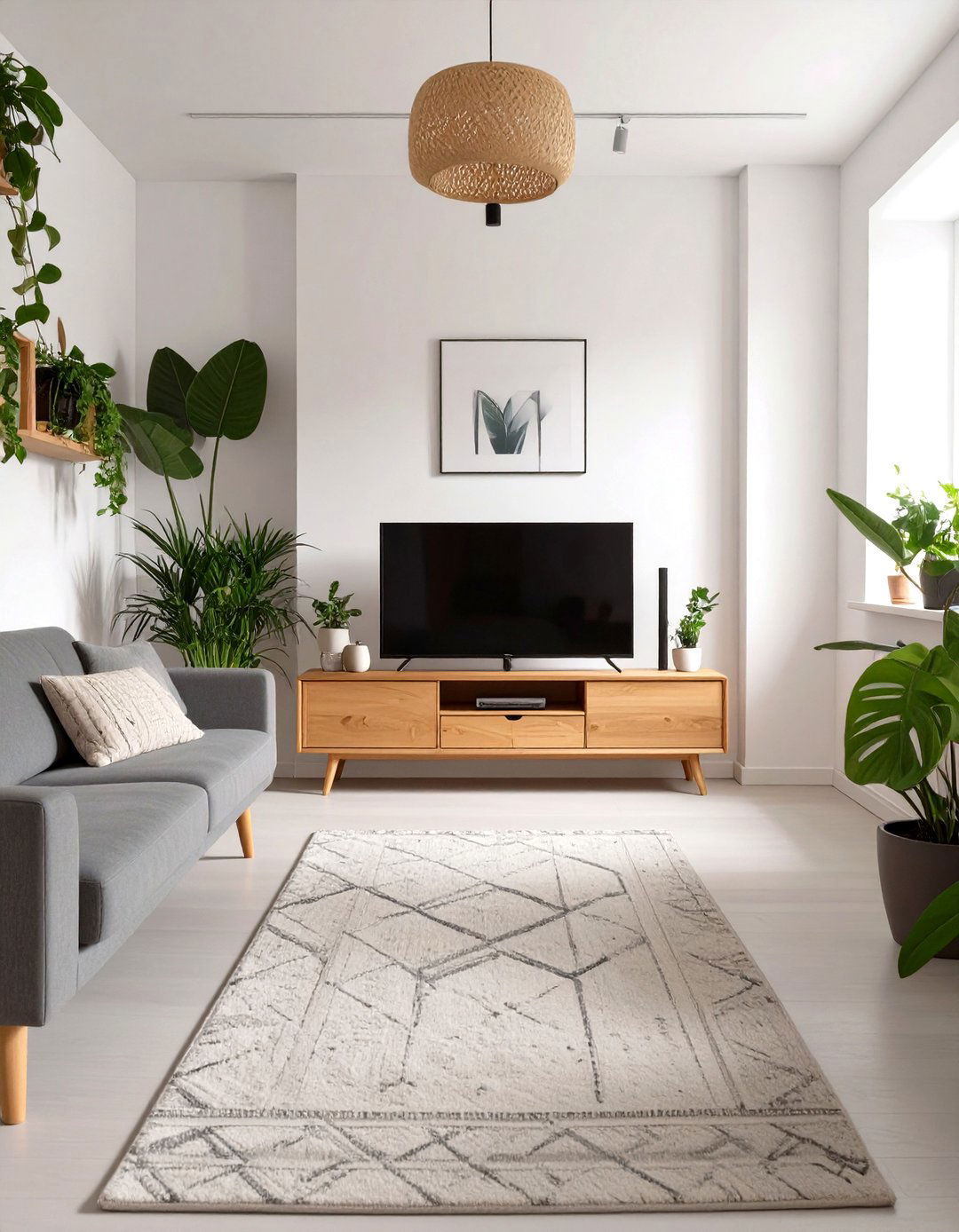 Scandinavian Simplicity With A Low Console - 30 narrow living room ideas with tv