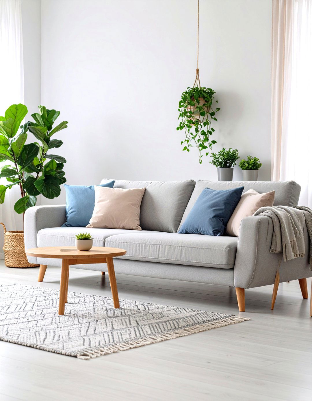 Scandinavian Simplicity with a Grey Sofa - 30 grey sofa living room ideas