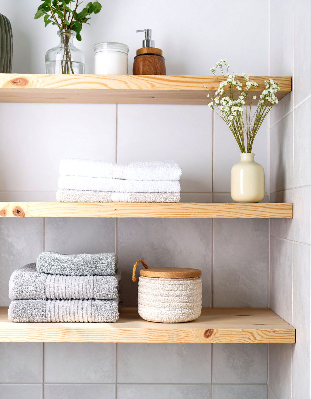 Scandinavian Spa Inspired Bathroom Shelves - 30 bathroom shelving ideas