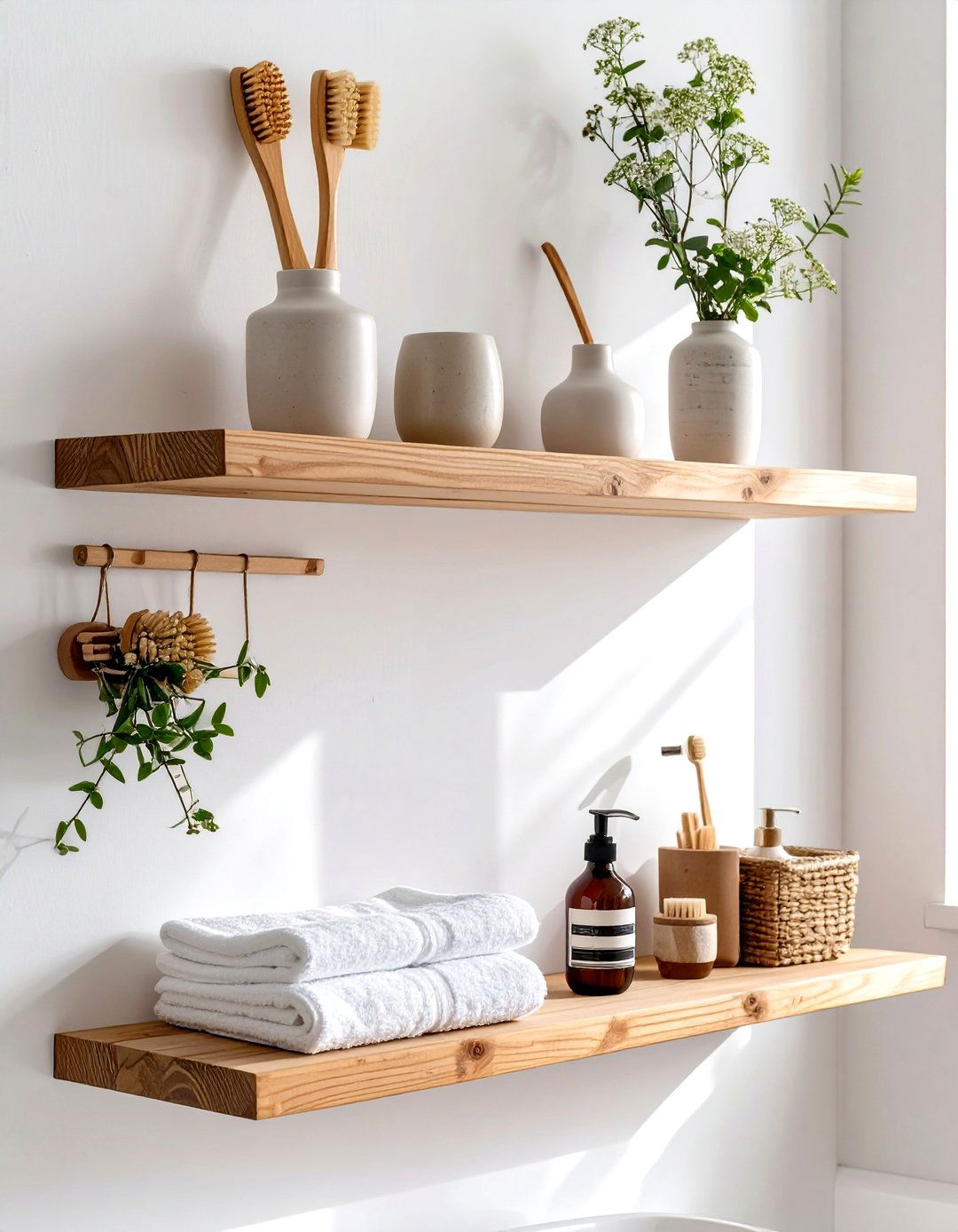 Scandinavian Style Floating Shelves - 30 floating shelves bathroom ideas
