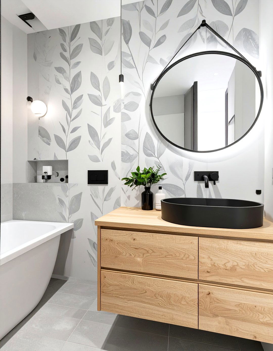 Scandinavian Style Half Bathroom - 30 half bathroom wallpaper ideas