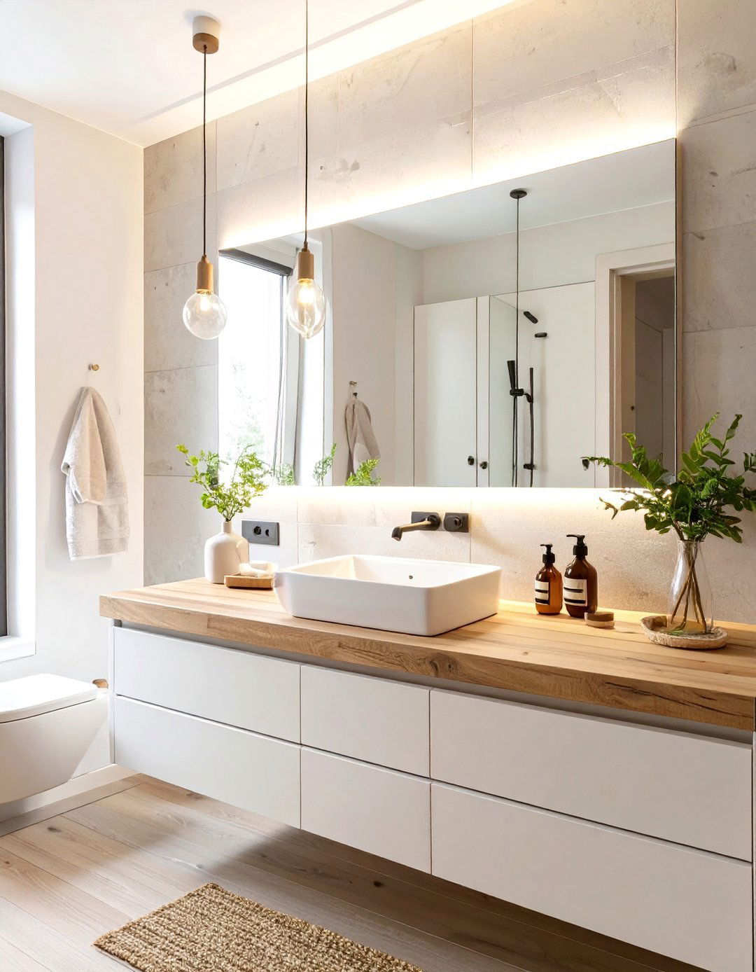 Scandinavian Wood Accent Bathroom Lighting - 30 bathroom lighting ideas over mirror