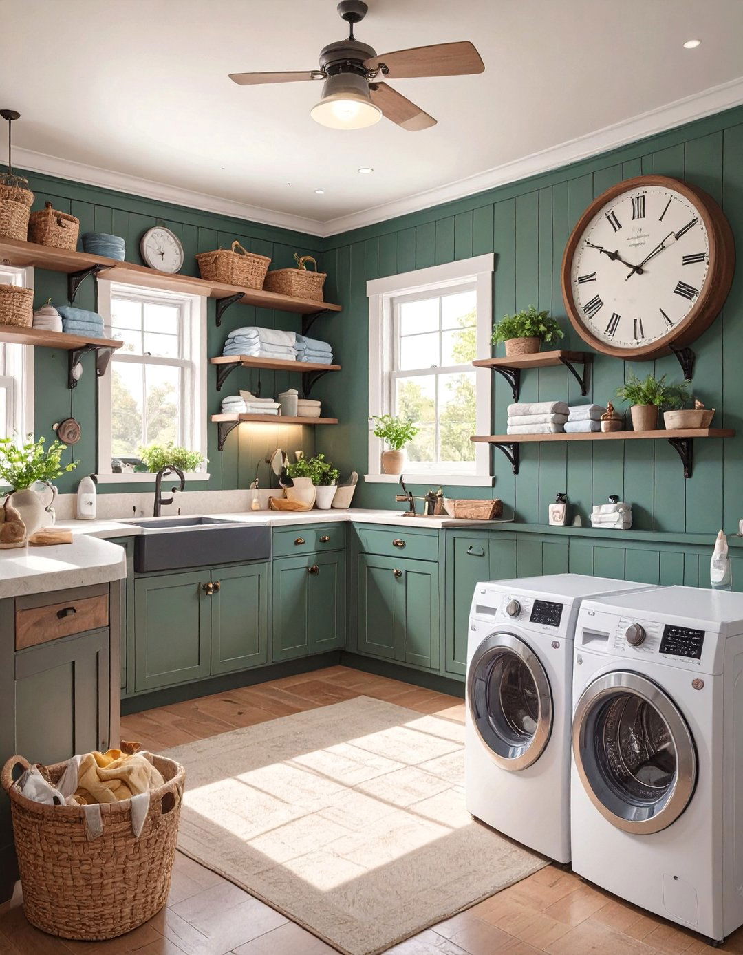 Schoolhouse Charm Basement Laundry Room - 30 concrete basement laundry room ideas