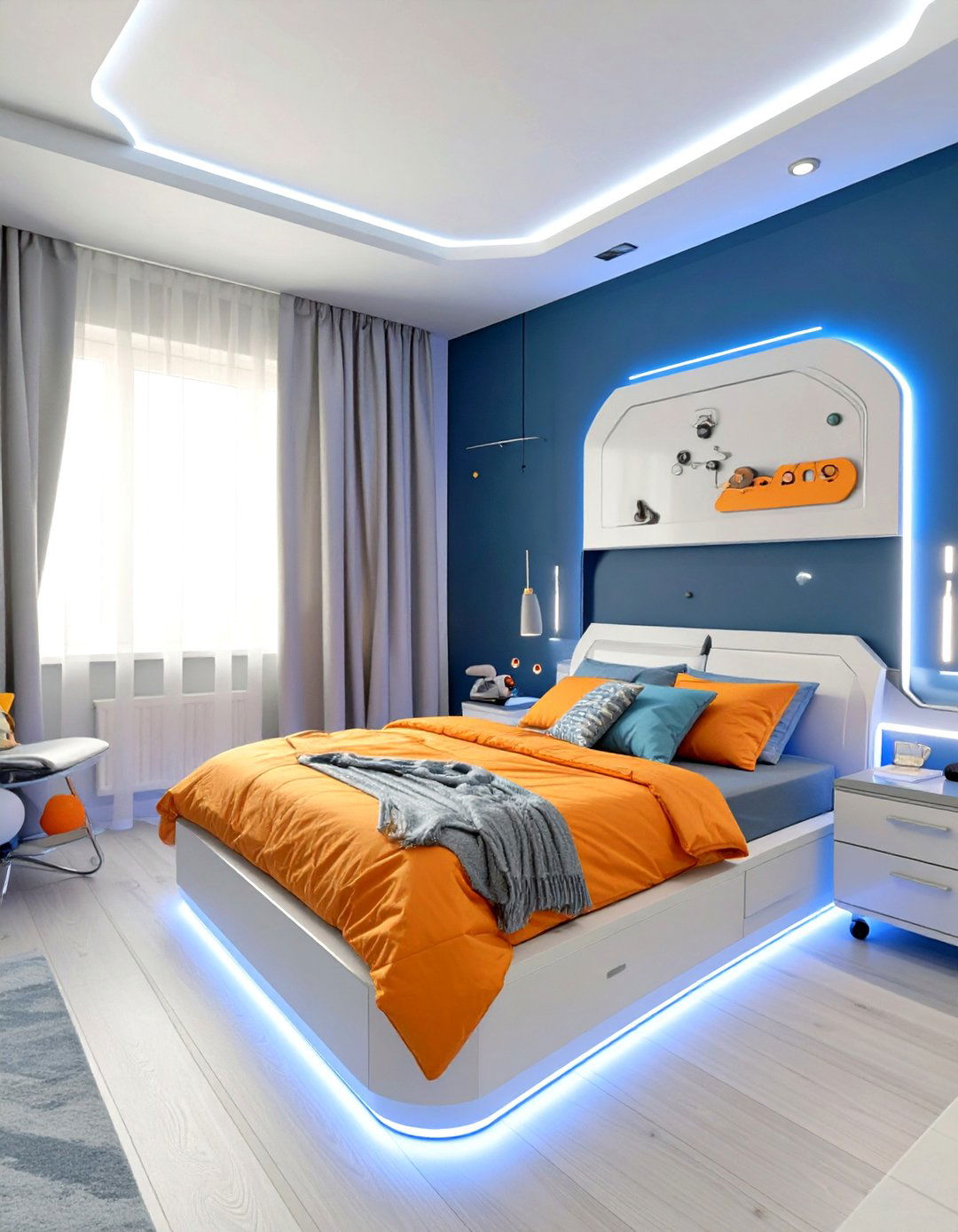 Sci Fi Blue and Orange Boys Room - 30 boys room color ideas