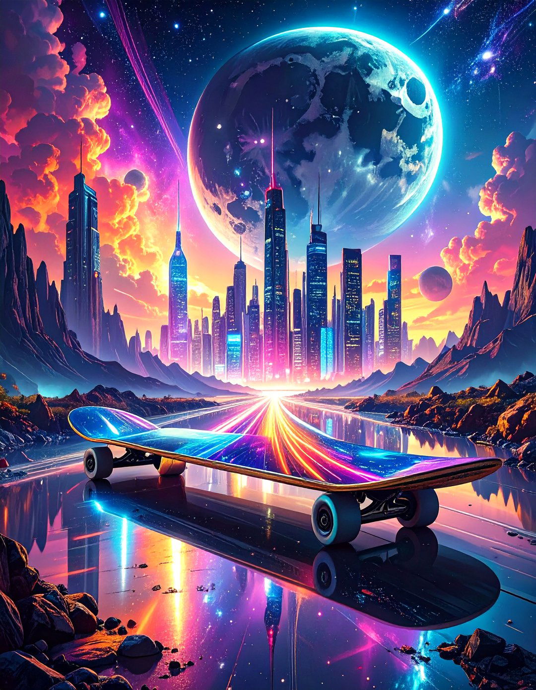 Sci Fi Landscape Skateboard Deck Design - 30 skateboard deck designs