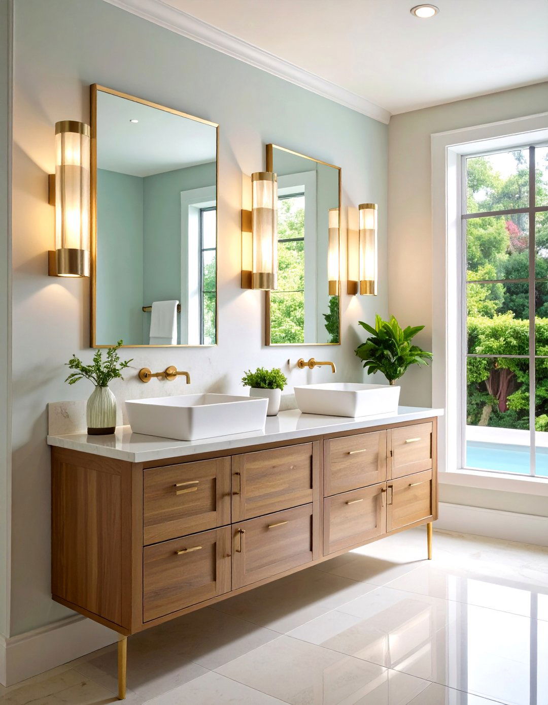 Sconces Flanking the Mirror in a Bathroom - 30 12 bathroom ideas