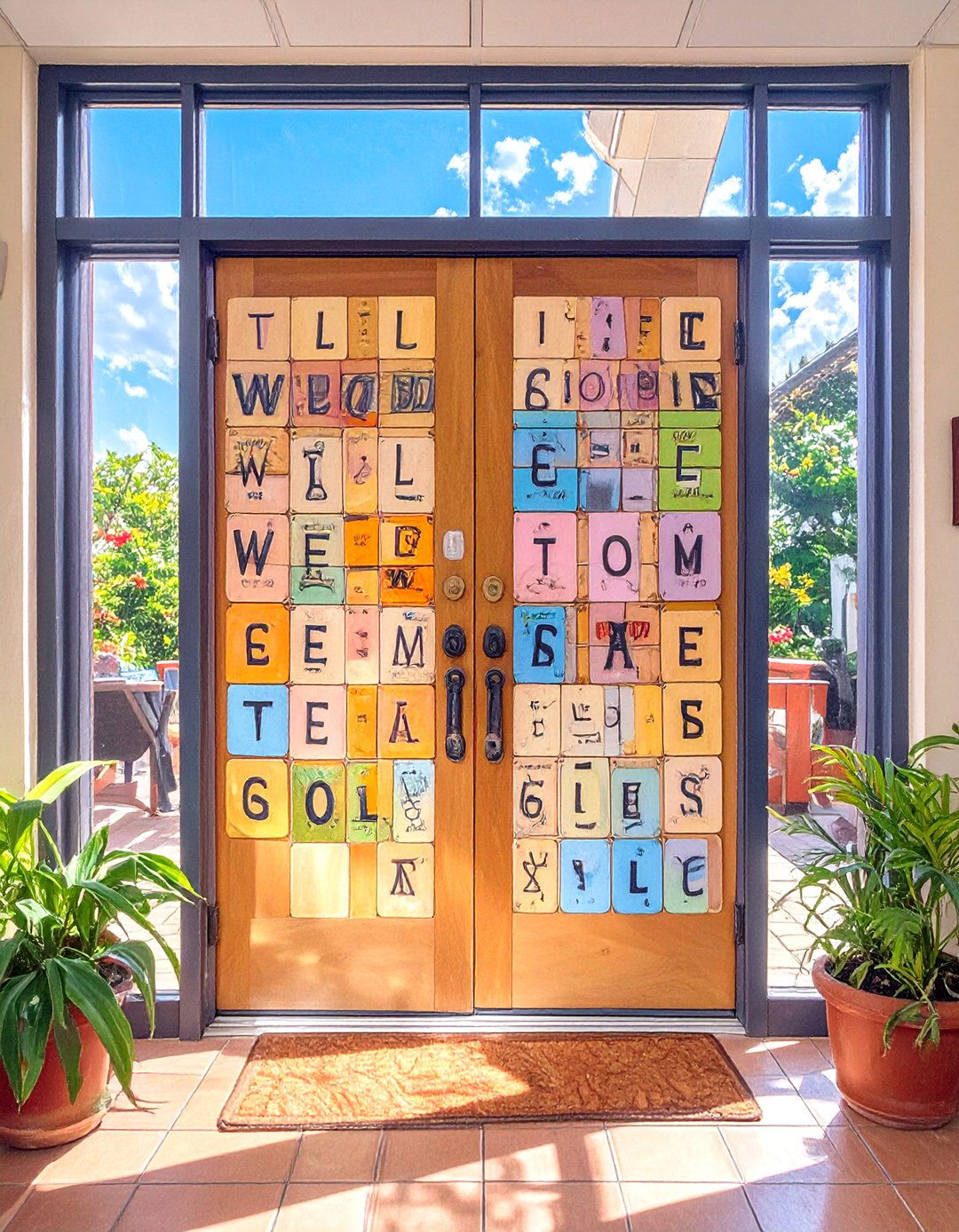 Scrabble Board Message Door - 30 office door decoration ideas