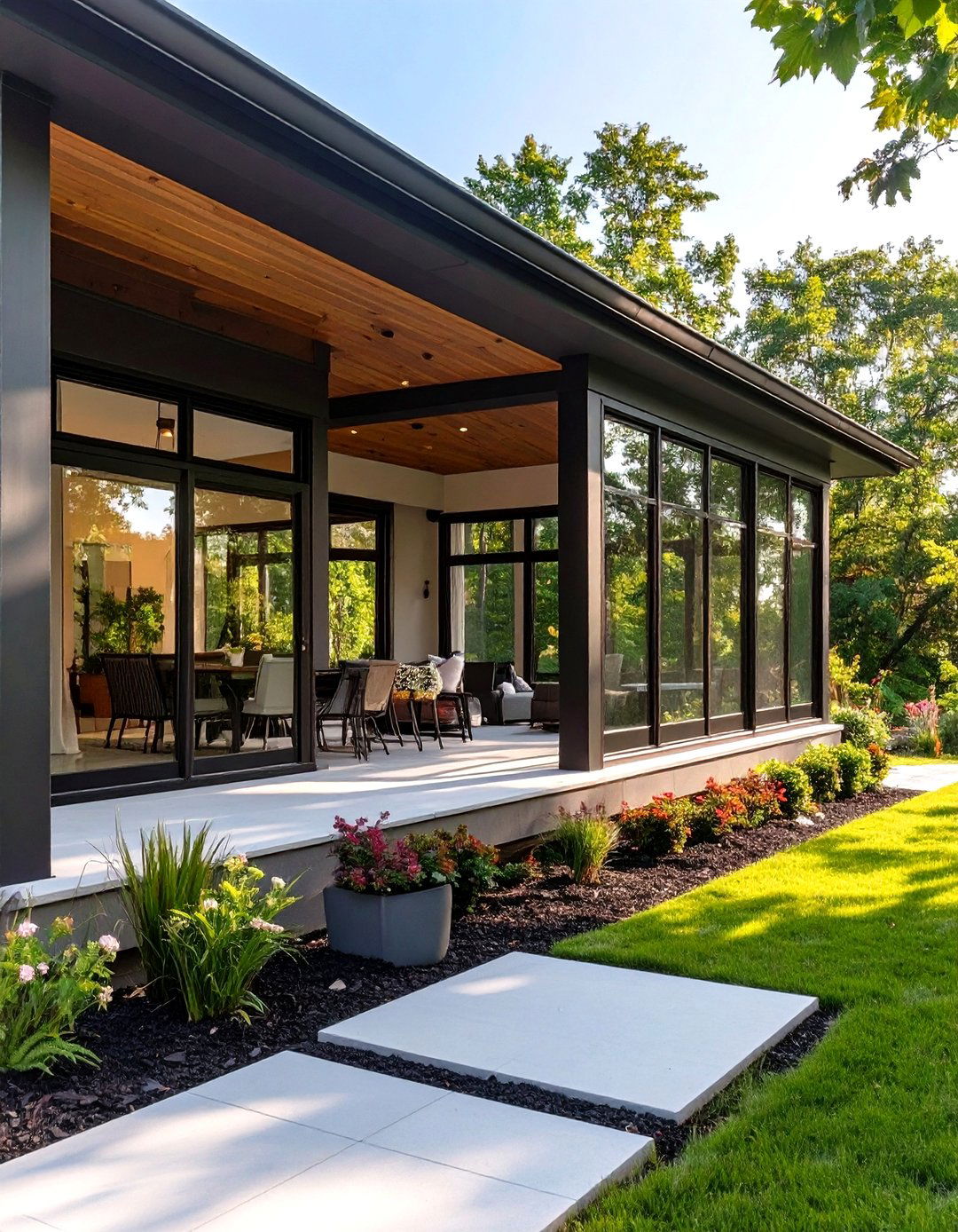 Screen Porch with Interchangeable Glass Panels - 30 screen porch ideas