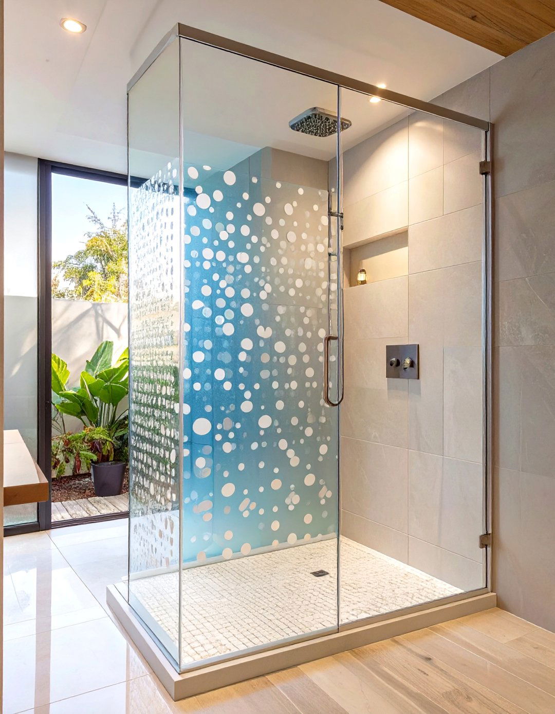 Screen Printed Glass Shower Door - 30 shower door ideas