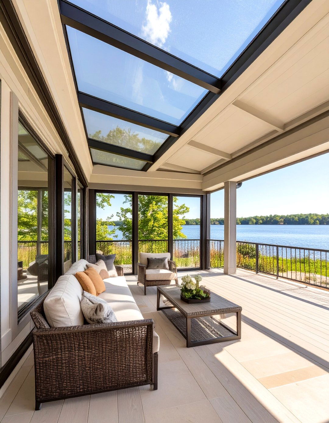 Screened In Back Porch with Custom Floor to Ceiling Screens - 30 screened in back porch ideas