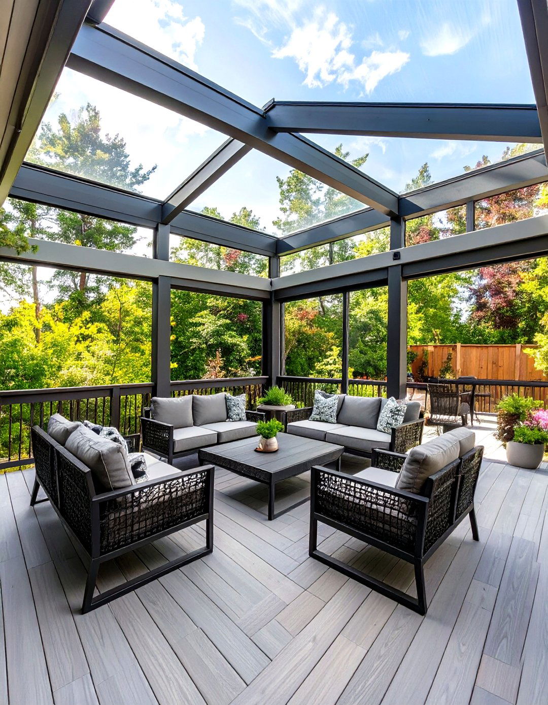 Screened In Deck with Composite Decking - 30 screened in deck ideas