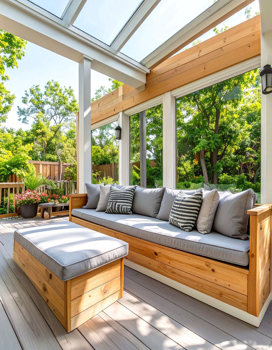 Screened In Deck with Integrated Bench Seating - 30 screened in deck ideas
