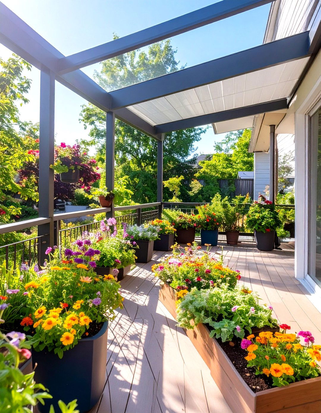 Screened In Deck with Integrated Planters - 30 screened in deck ideas