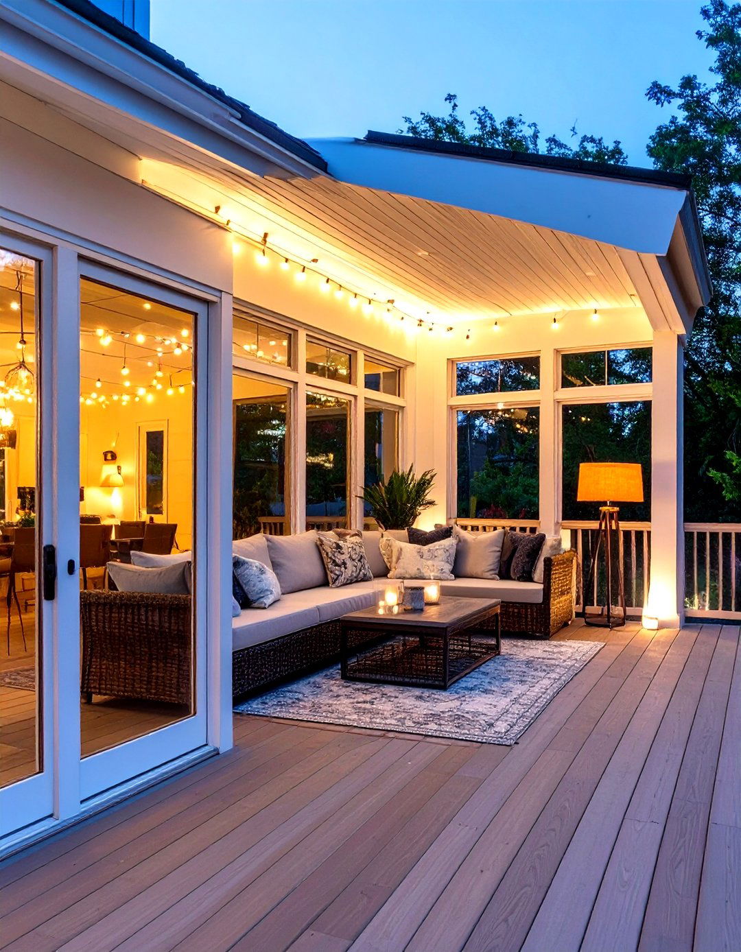 Screened In Deck with Mood Lighting - 30 screened in deck ideas
