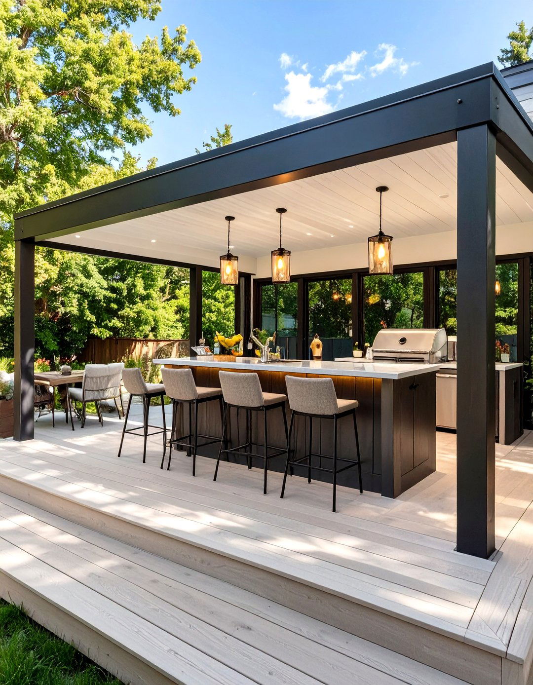 Screened In Deck with a Built In Bar - 30 screened in deck ideas
