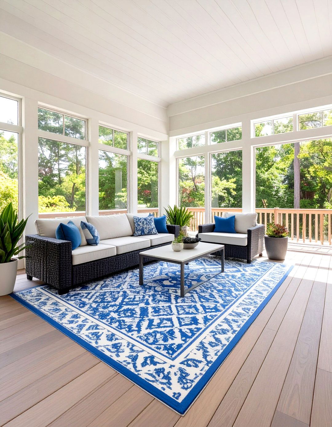 Screened In Deck with an Outdoor Rug - 30 screened in deck ideas