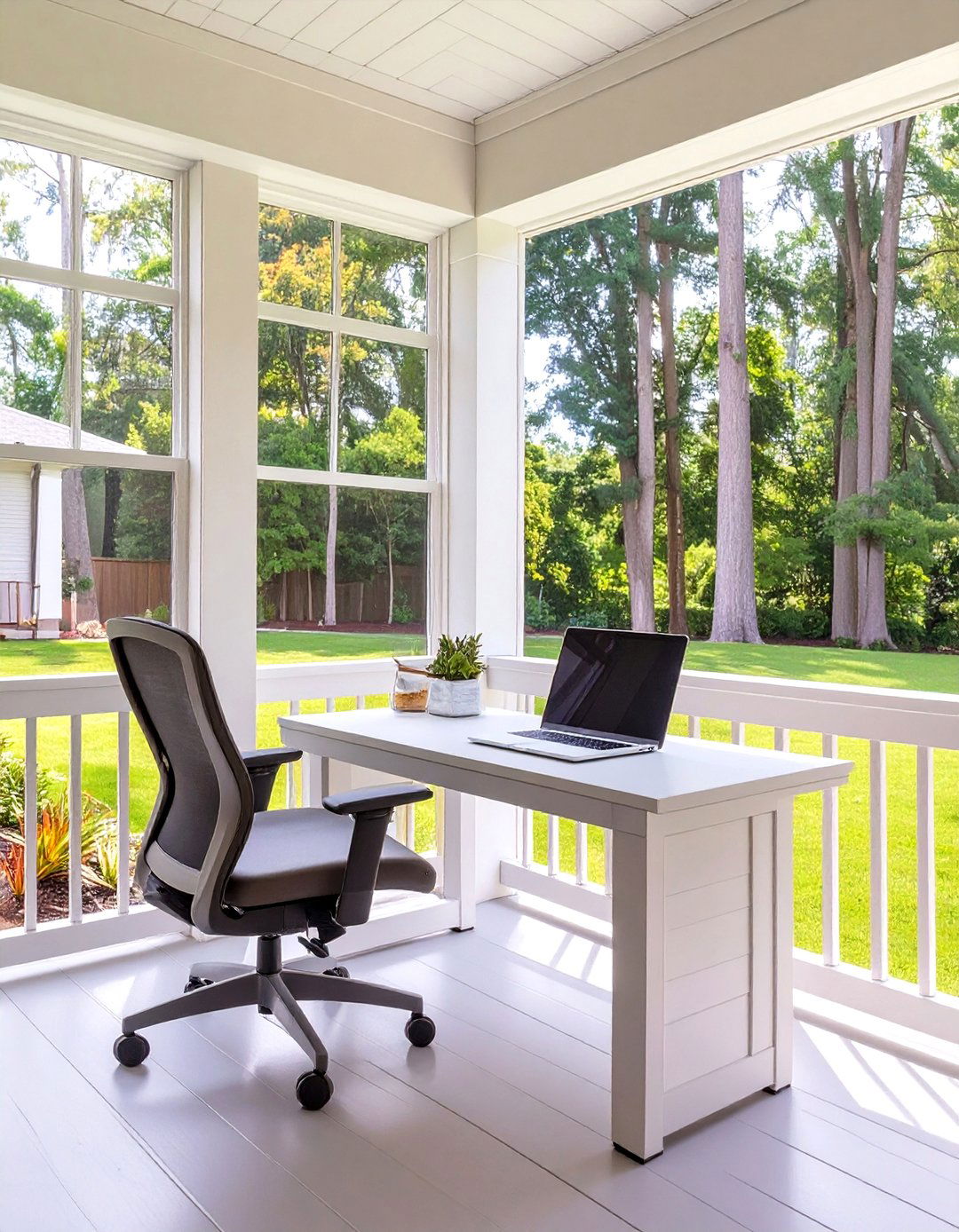 Screened In Front Porch as a Productive Home Office - 30 screened in front porch ideas