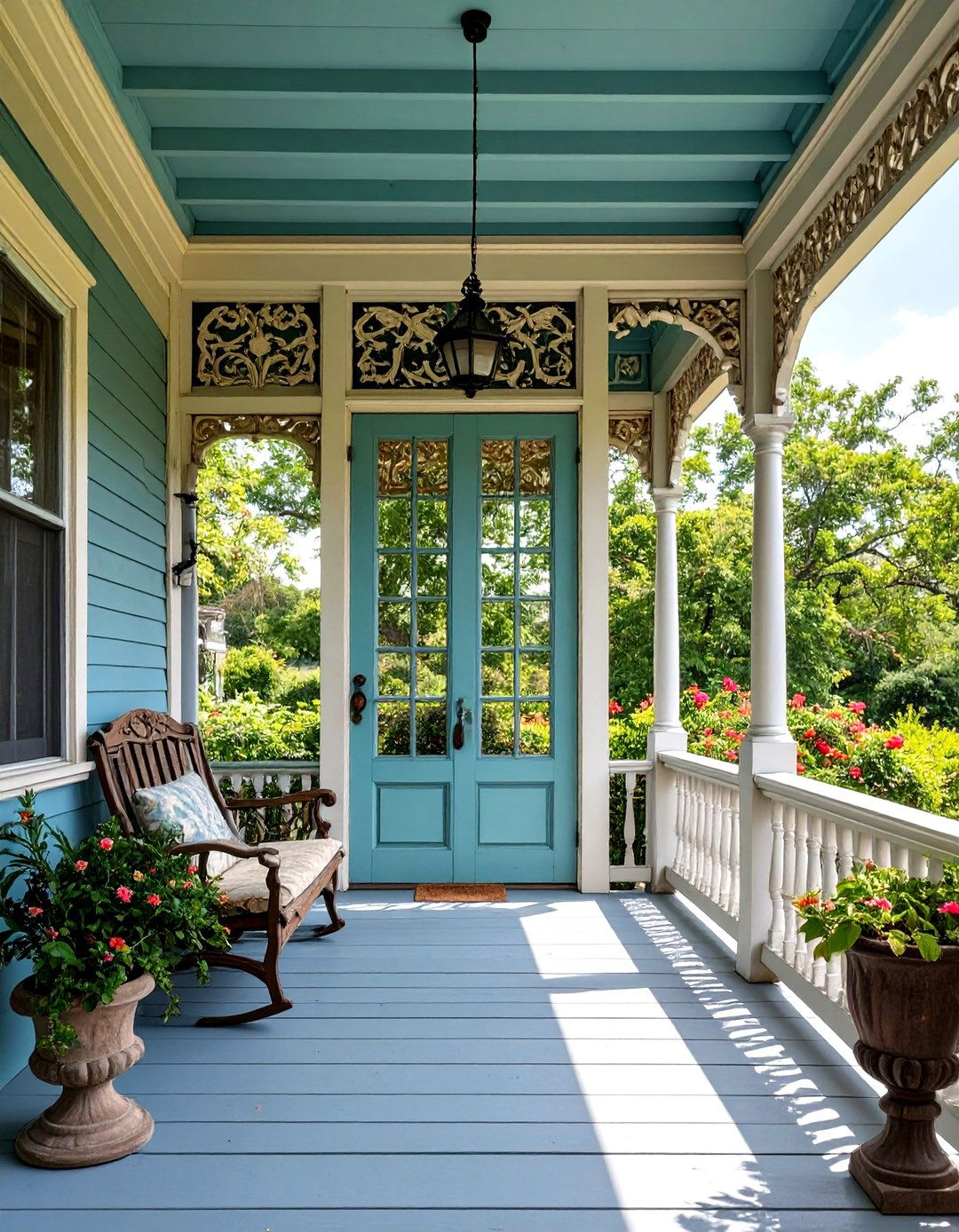 Screened In Front Porch with a Decorative Screen Door - 30 screened in front porch ideas