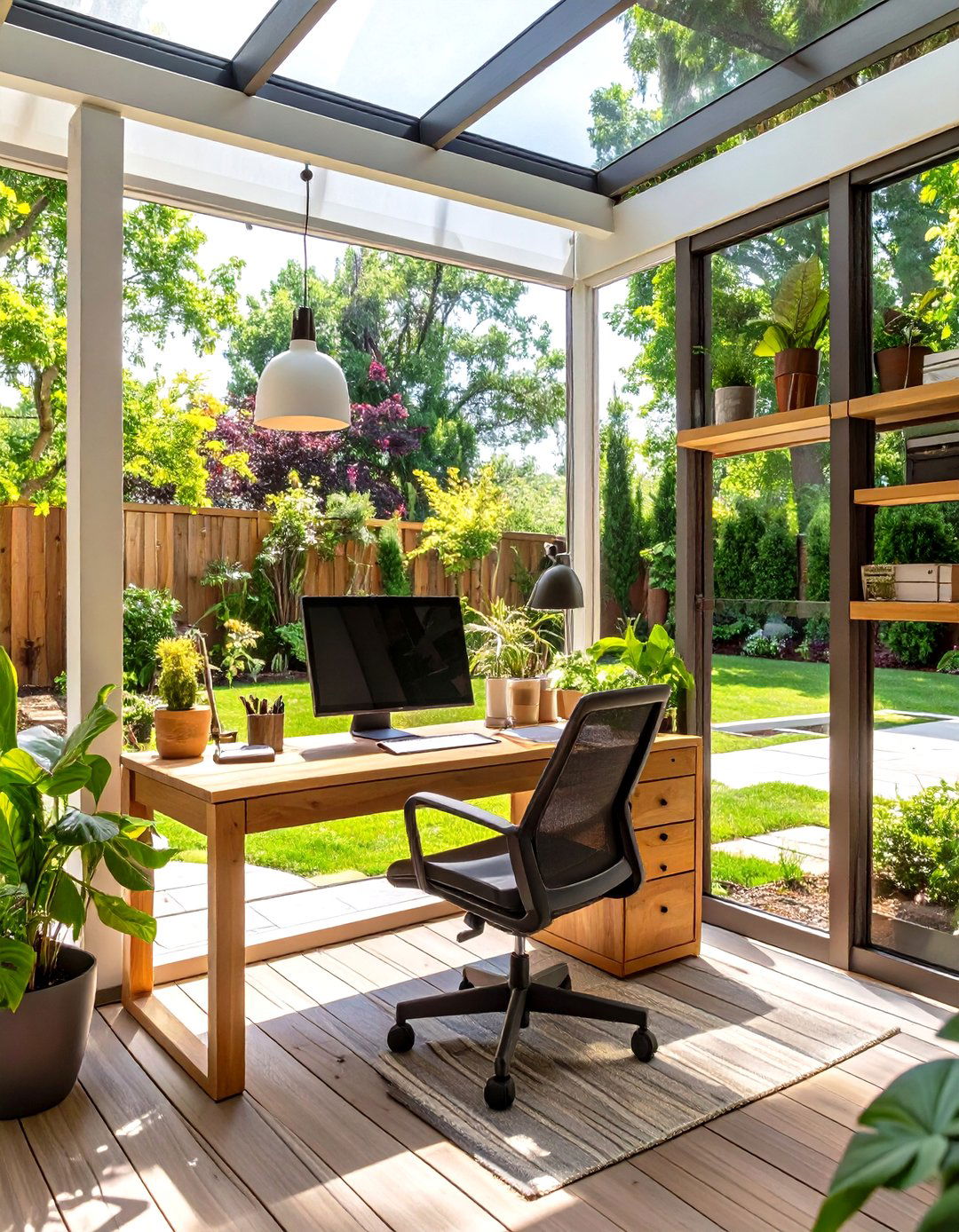 Screened In Patio Designed as a Home Office - 30 screened in patio ideas