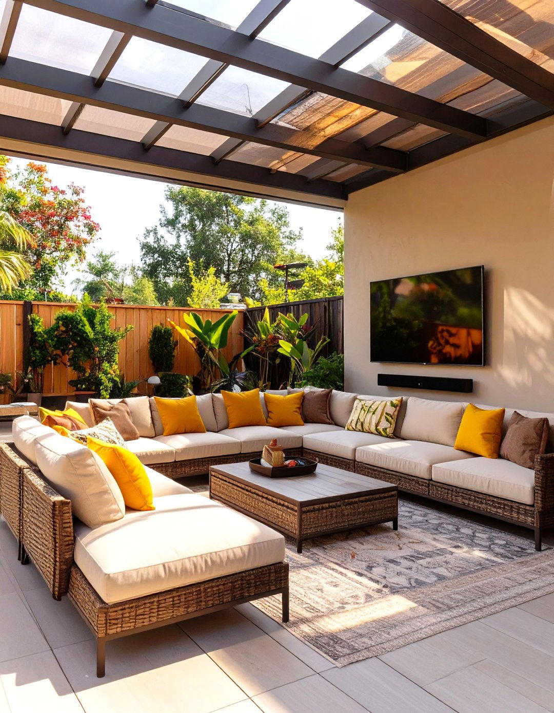 Screened In Patio Featuring a TV and Entertainment Center - 30 screened in patio ideas