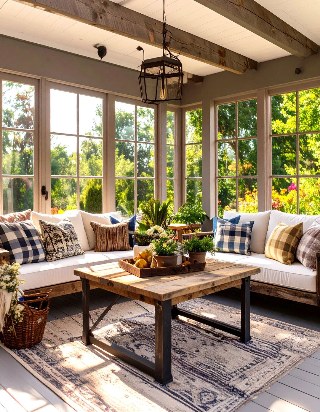 Screened In Patio with Rustic Farmhouse Decor - 30 screened in patio ideas