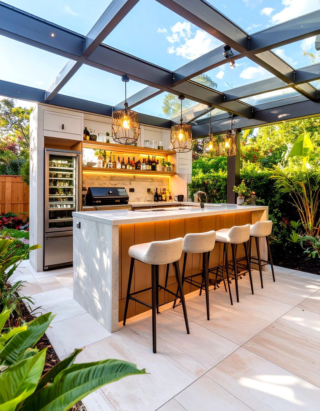 Screened In Patio with a Bar and Beverage Station - 30 screened in patio ideas