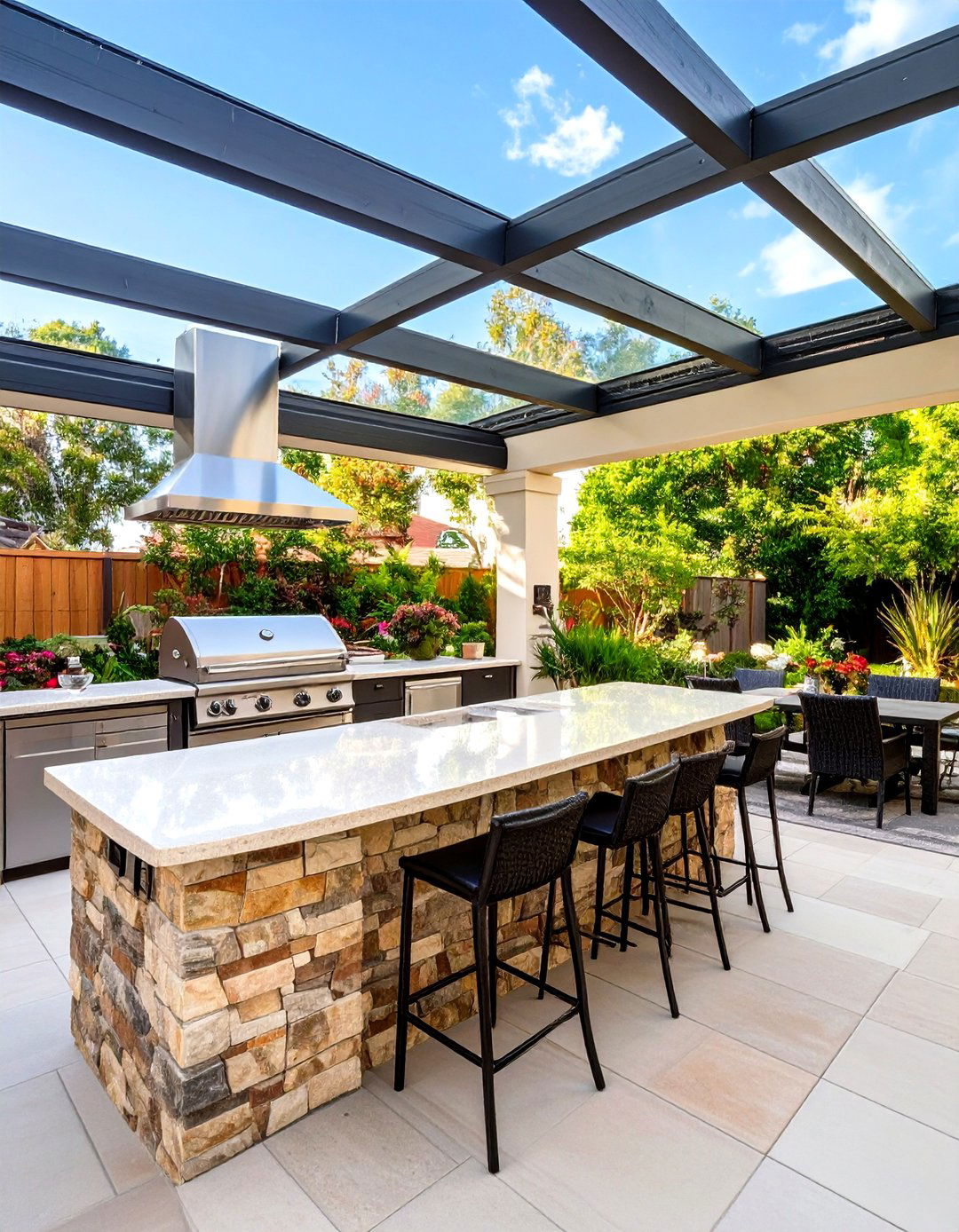 Screened In Patio with a Built In Outdoor Kitchen - 30 screened in patio ideas