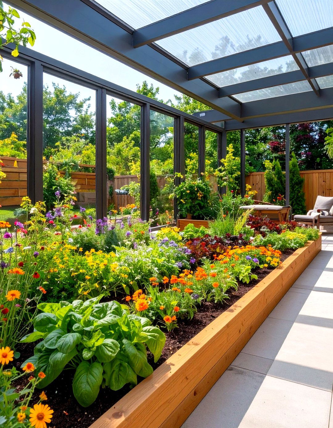 Screened In Patio with a Raised Garden Bed - 30 screened in patio ideas
