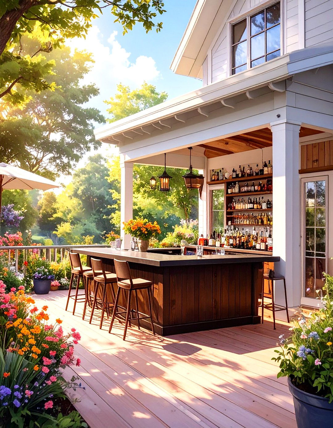 Screened In Porch with a Built in Bar - 30 screen in porch ideas