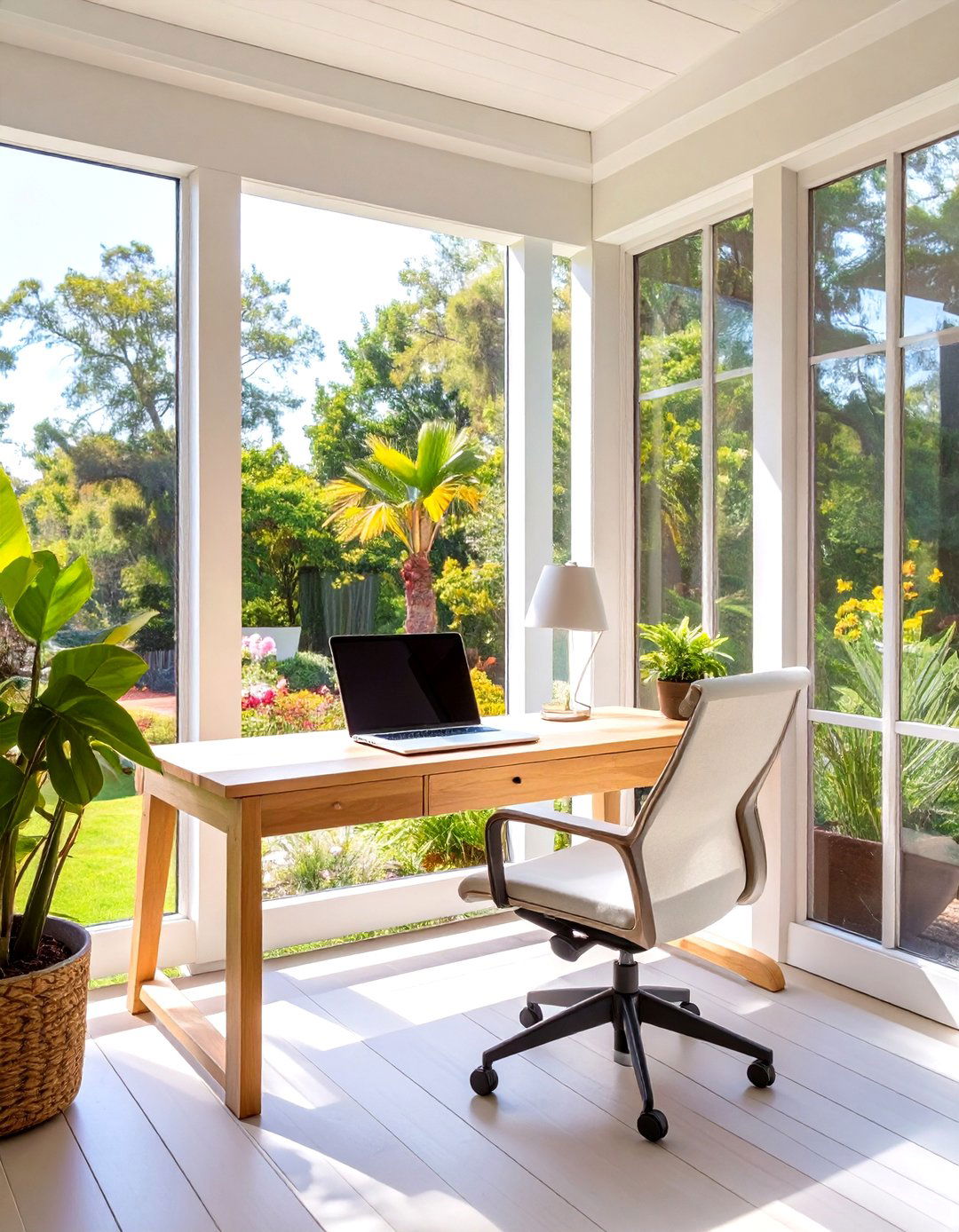 Screened In Porch with a dedicated Workspace - 30 screen in porch ideas