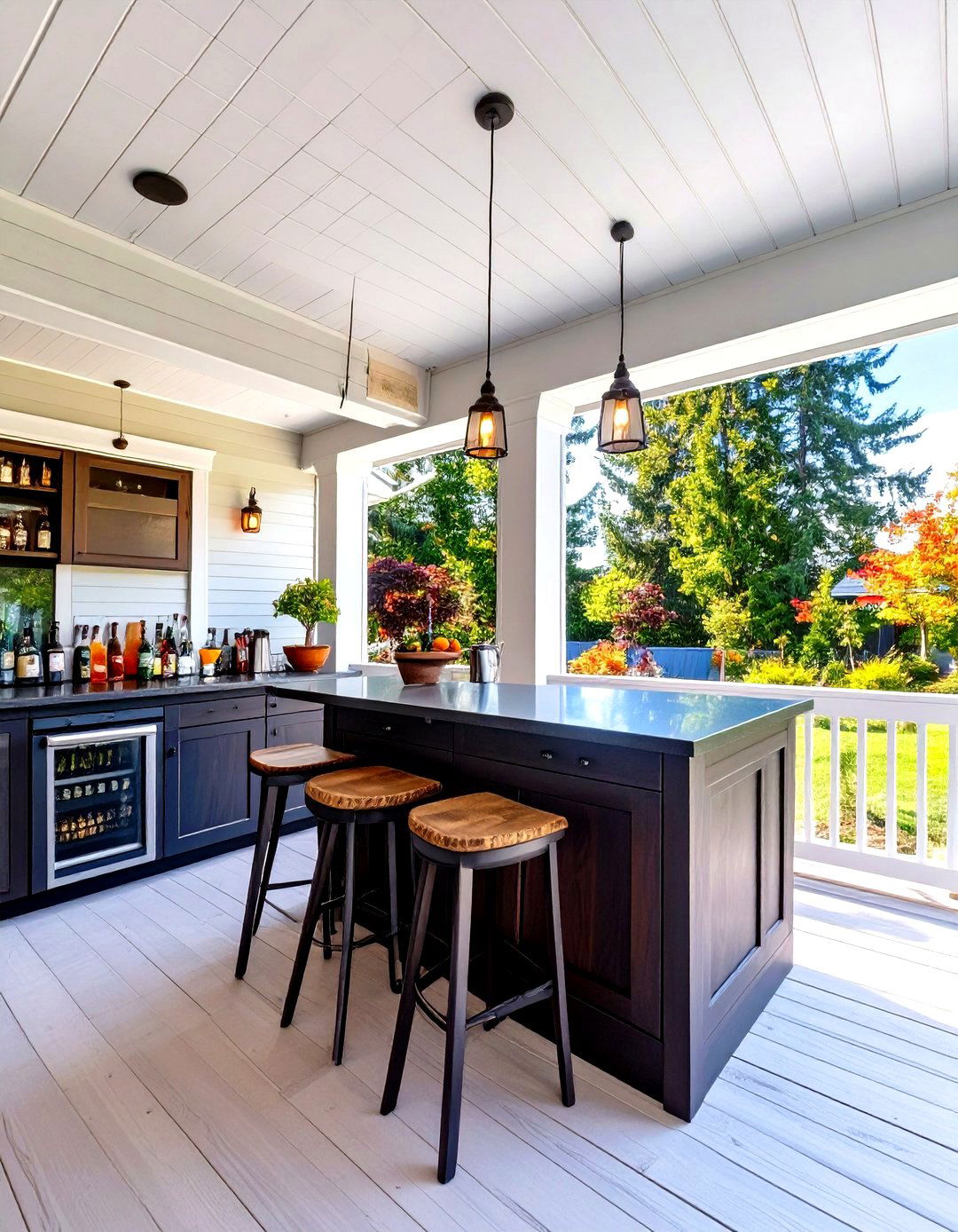 Screened Porch Featuring a Wet Bar - 30 screened porch ideas