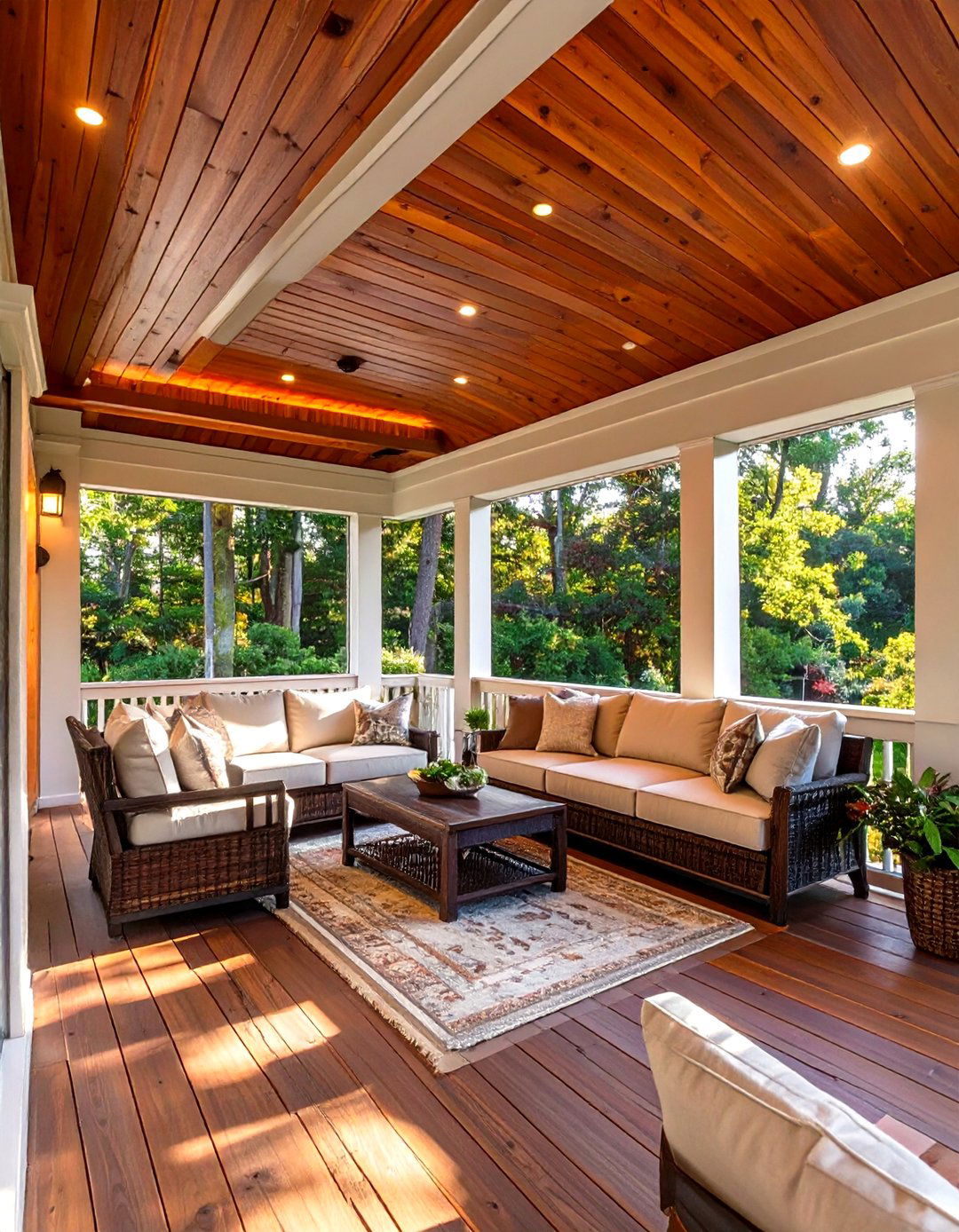 Screened Porch with a Cedar Plank Ceiling - 30 screened porch ideas