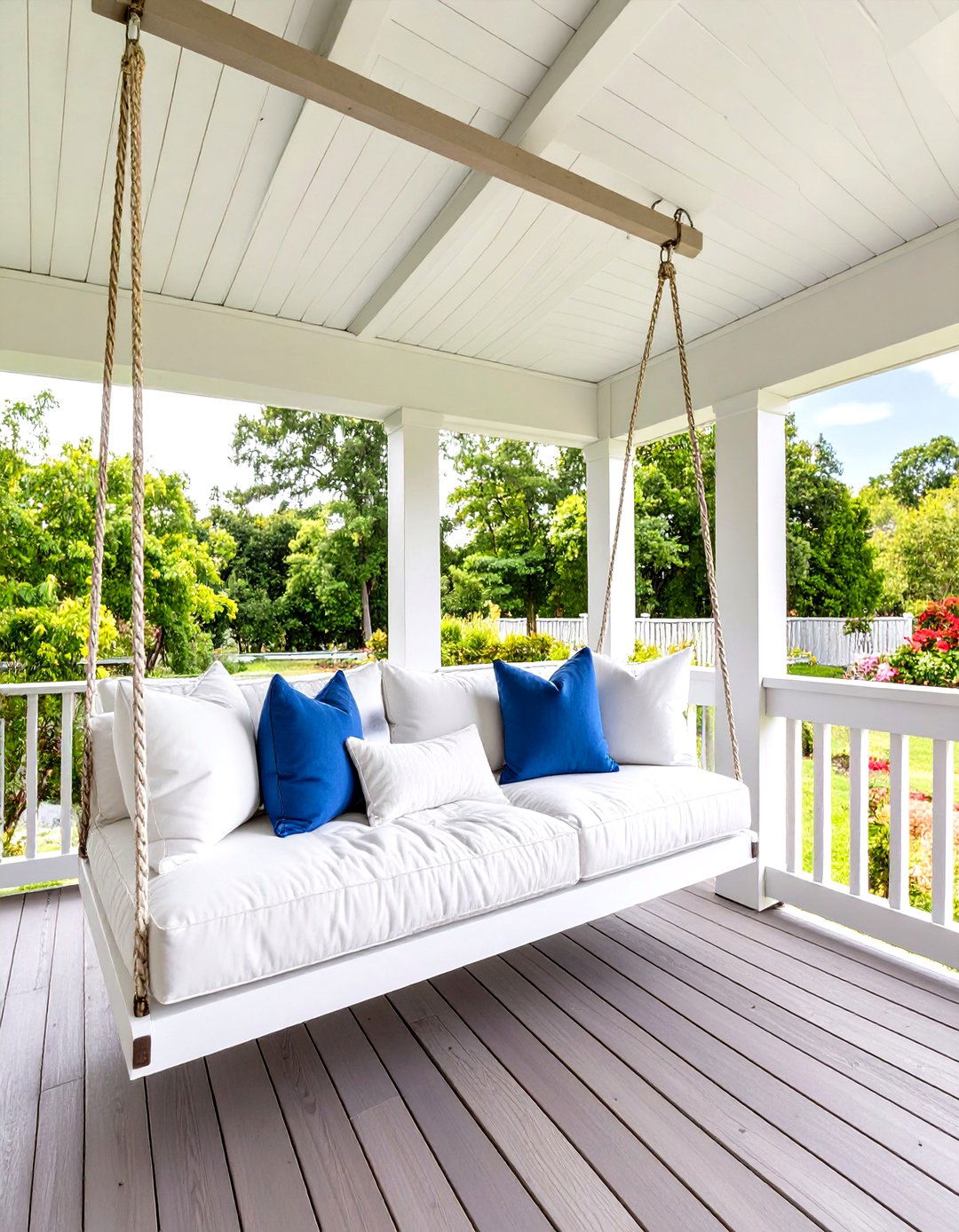 Screened Porch with a Hanging Daybed Swing - 30 simple screened in porch ideas