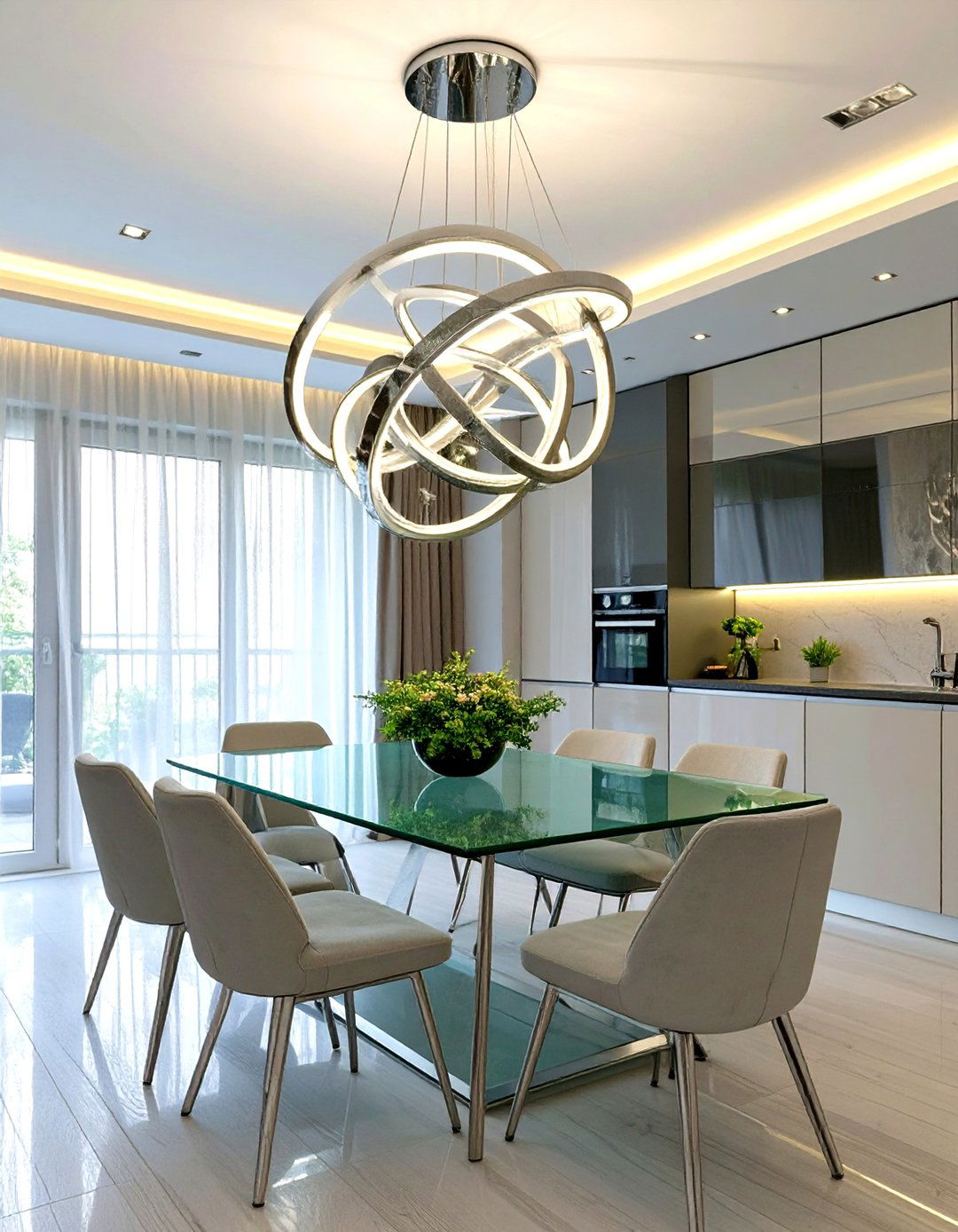 Sculptural LED Lighting Fixture - 30 small dining room lighting ideas