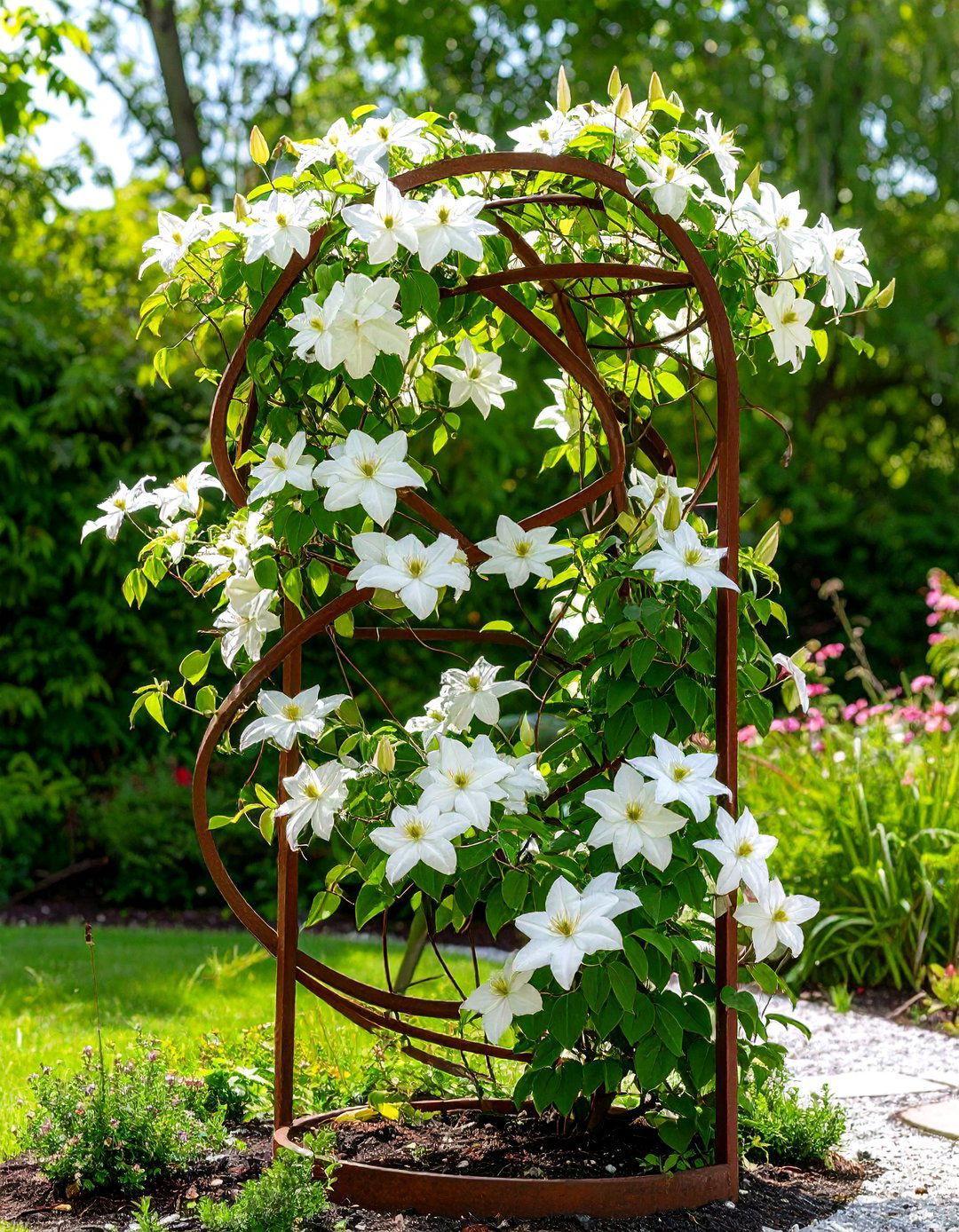 Sculptural Metal Garden Trellis - 30 garden trellis ideas
