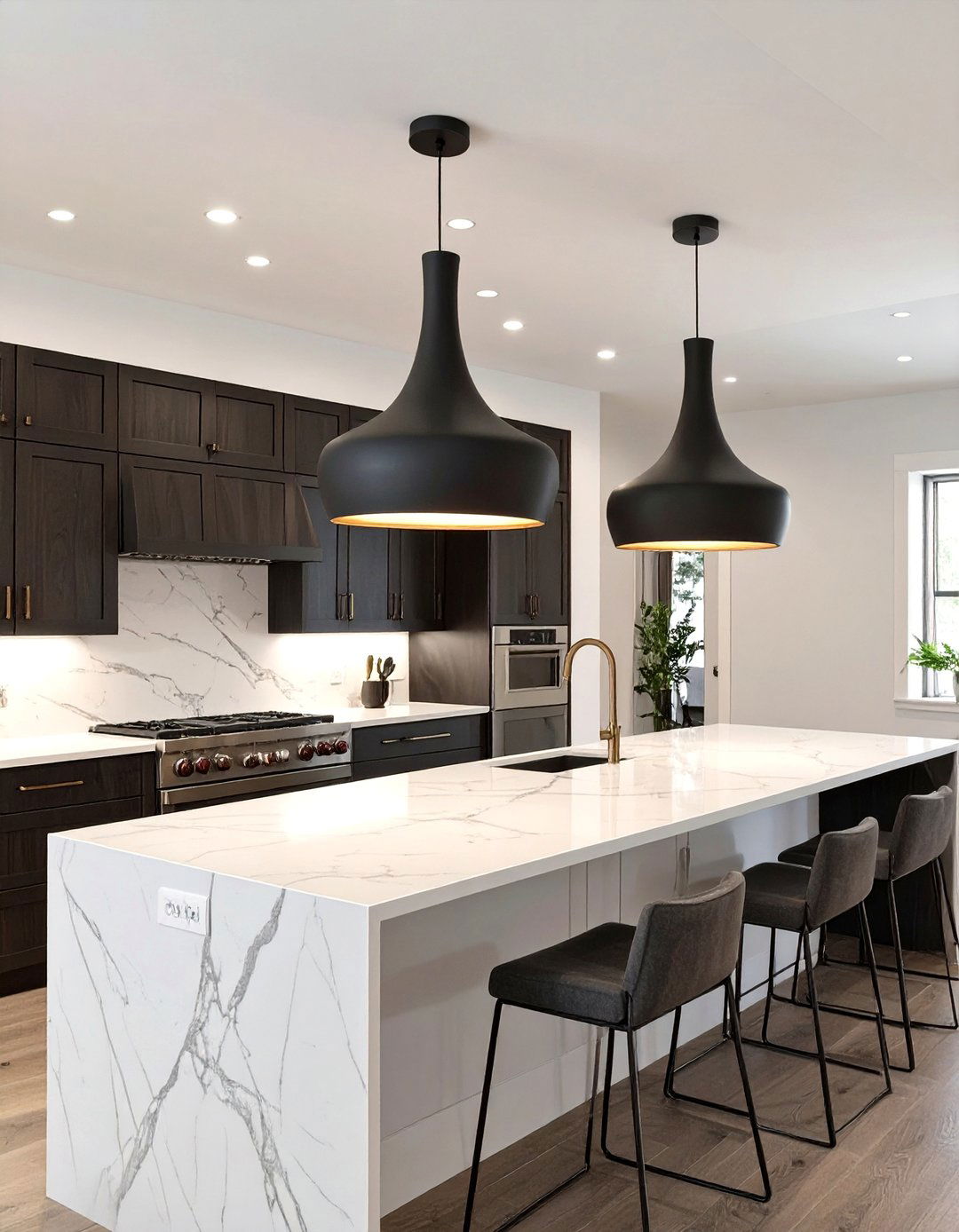 Sculptural Pendant Lights Over a Kitchen Island - 30 best lighting for interior design ideas