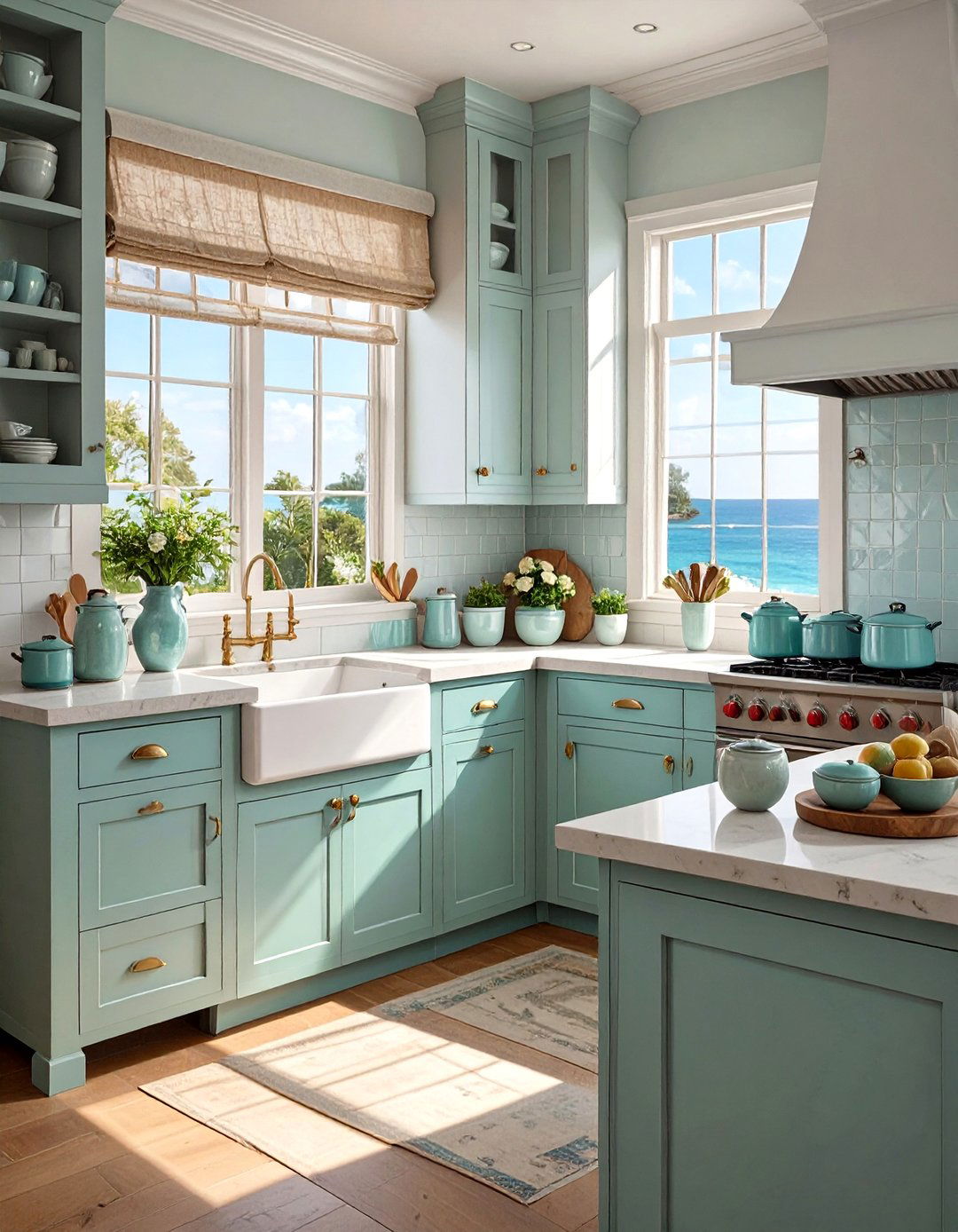 Sea Glass Colored Kitchen Accessories - 30 small coastal kitchen ideas