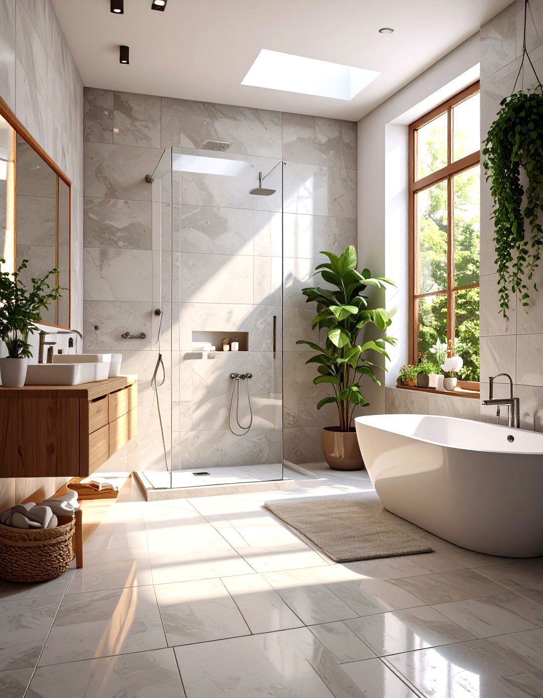 Seamless Floor to Wall Tiling - 30 small bathroom floor tile ideas