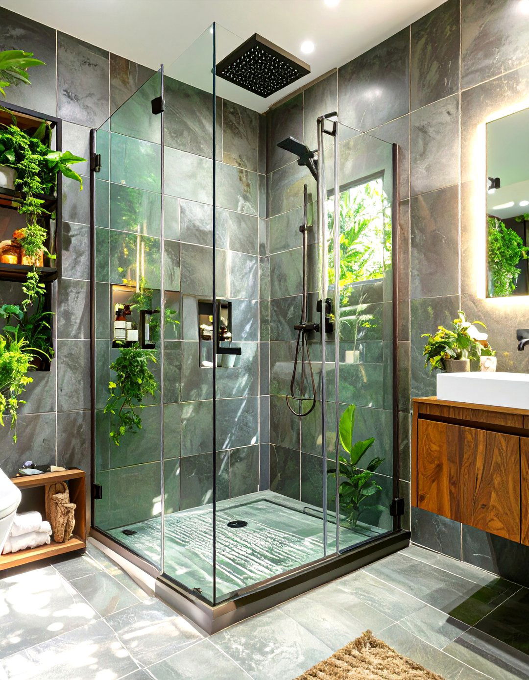 Seamless Glass Enclosure Walk in Shower - 30 bathroom walk in shower ideas
