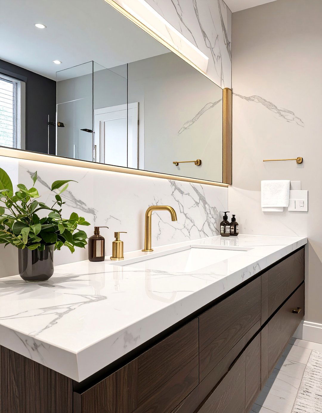 Seamless Marble Slab Bathroom Backsplash - 30 bathroom vanity backsplash ideas